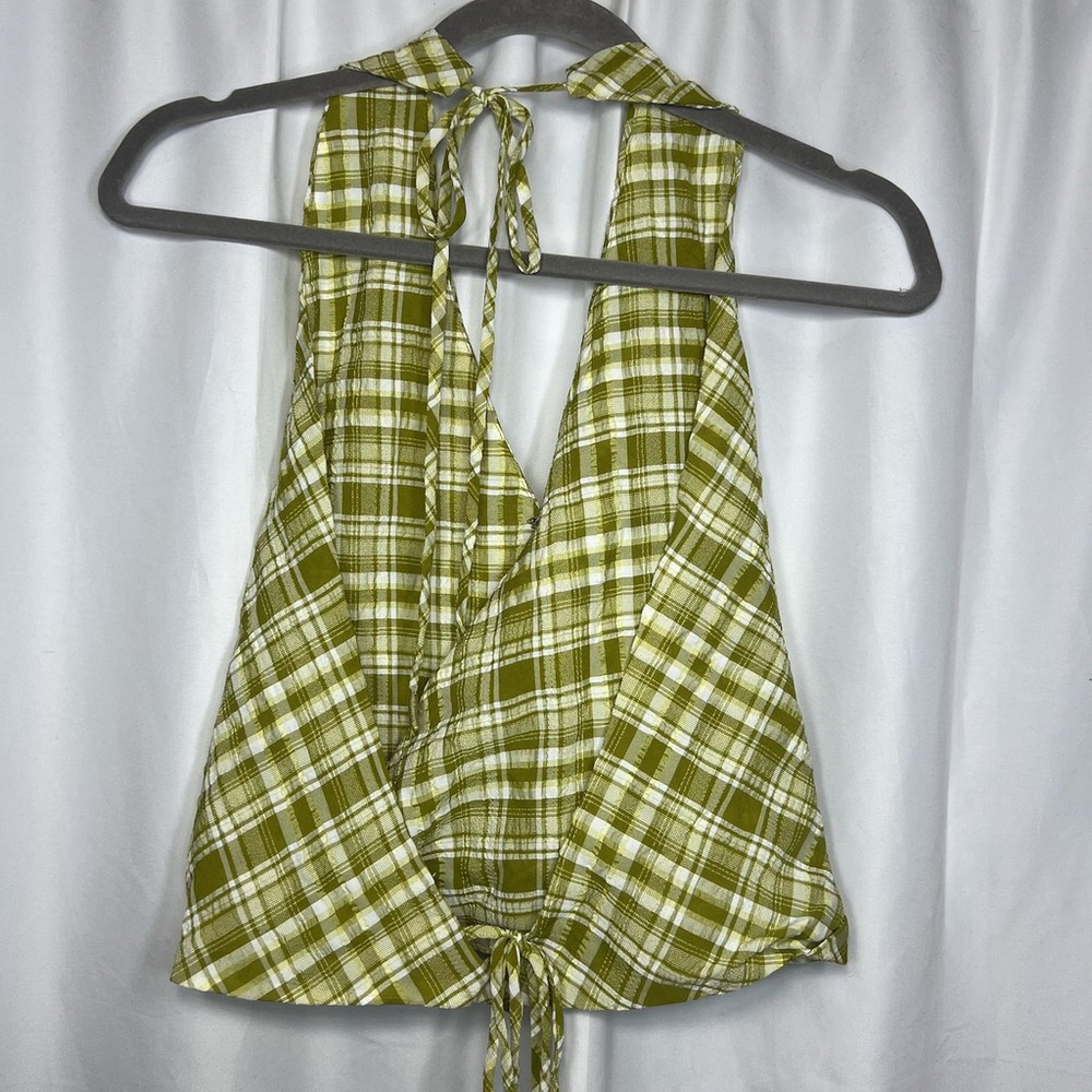 Free People Women’s Traymore Plaid Set S Green Crop Top Ruffle Skirt Festival - Picture 6 of 13